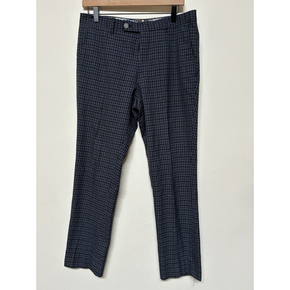 Paisley And Grey Blue And Black Plaid Dress Pants 32x32 Men’s